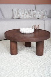 Coffee table Tias ø70 cm - Espresso Mango wood
