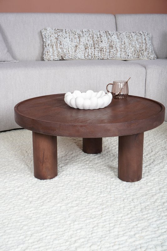Coffee table Tias ø70 cm - Espresso Mango wood