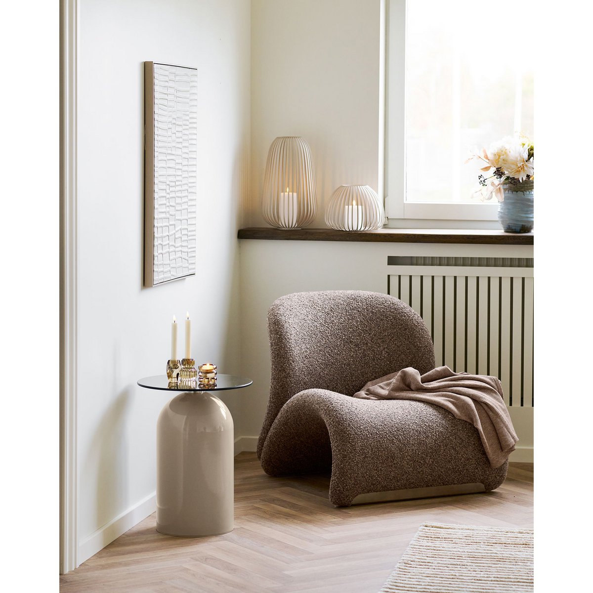 Stoense Lantaarn, metaal, beige, ø25x19 cm