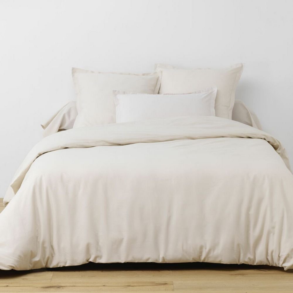 Duvet cover 240x260 cm + 2 pillowcases 65x65 cm beige cotton
