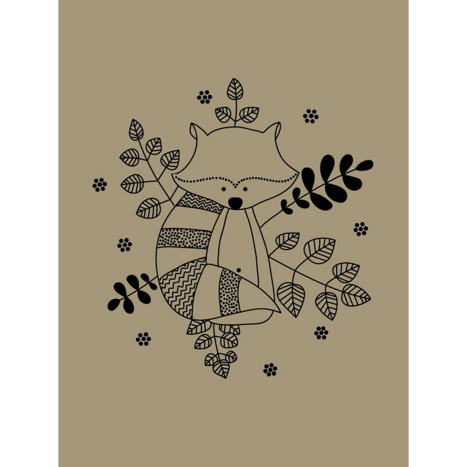Gold paper poster - The raccoon