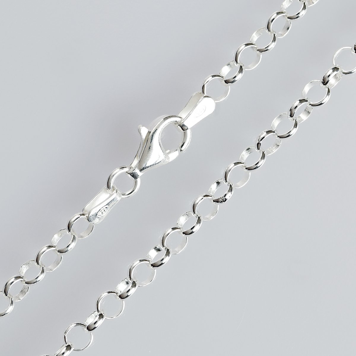 925 Sterling Silber Erbskette 3,5mm, diamantiert