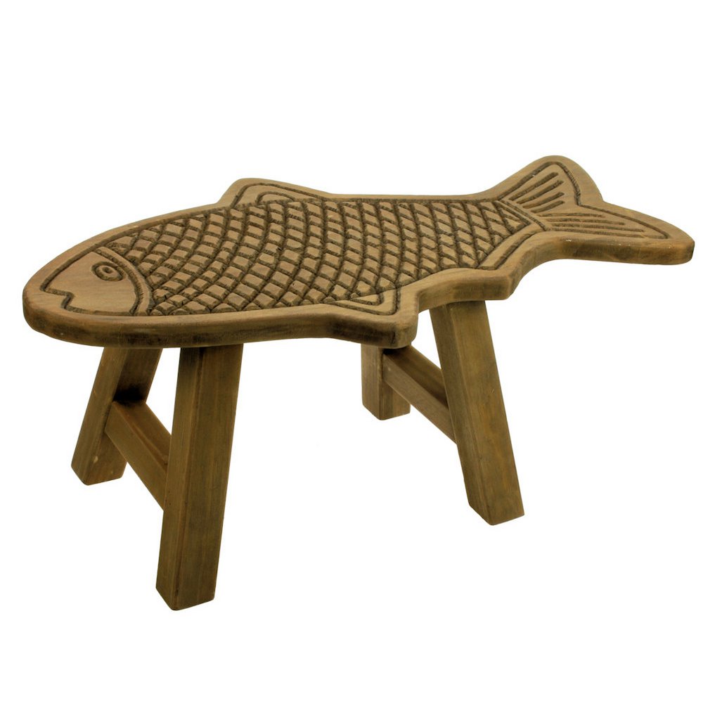 Hocker Fischholz/grau