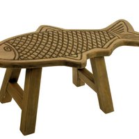 Stool Fish wood/grey