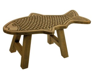 Stool Fish wood/grey
