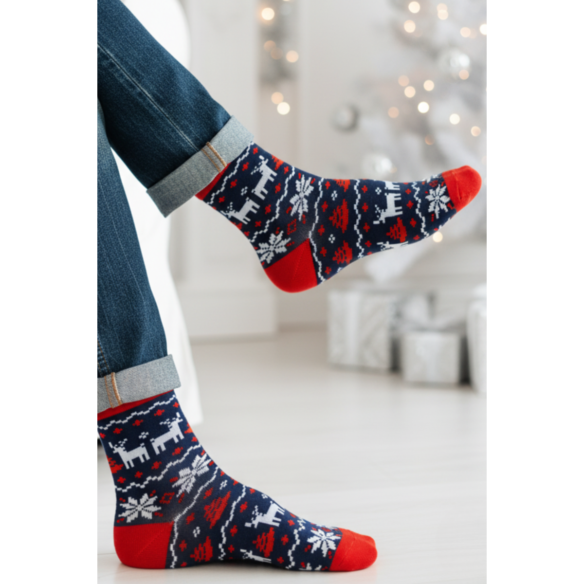 Chaussettes de Noël pour hommes RIKSON avec rennes