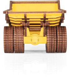 Eco Wood Art (EWA) 3D-Puzzle aus mechanischem Holz, Hybrid-Bergbau-Muldenkipper Belaz-7513M, 4233, Farbe Gelb, 18 x 9 x 10 cm