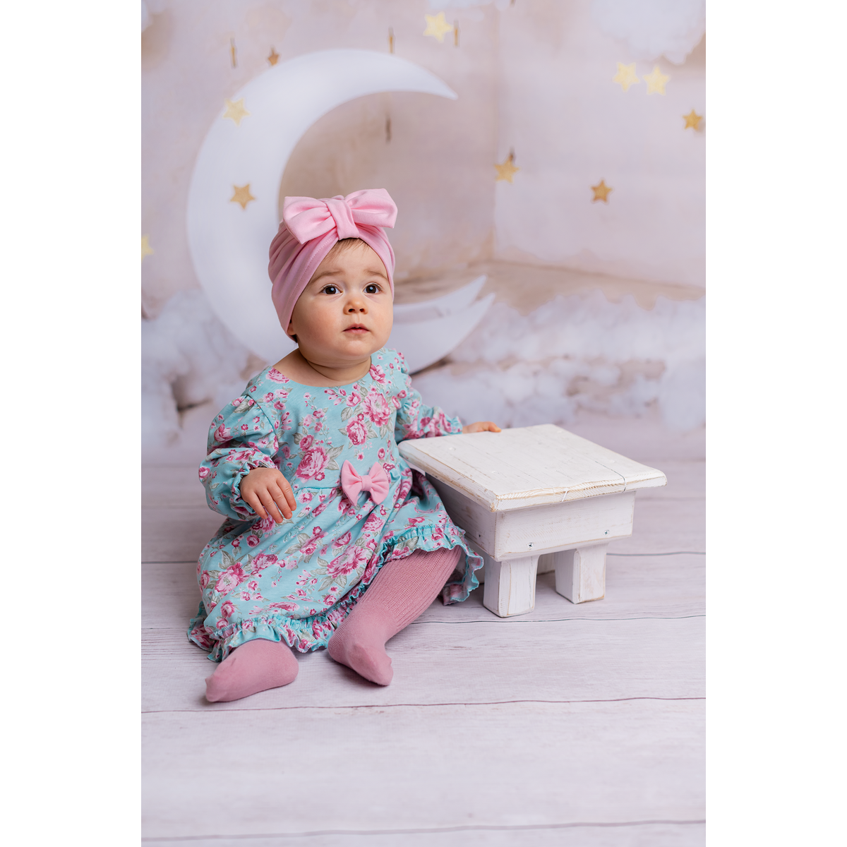 Baumwollkleid mit Turban für Mädchen