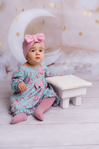 Cotton dress with turban for baby girl