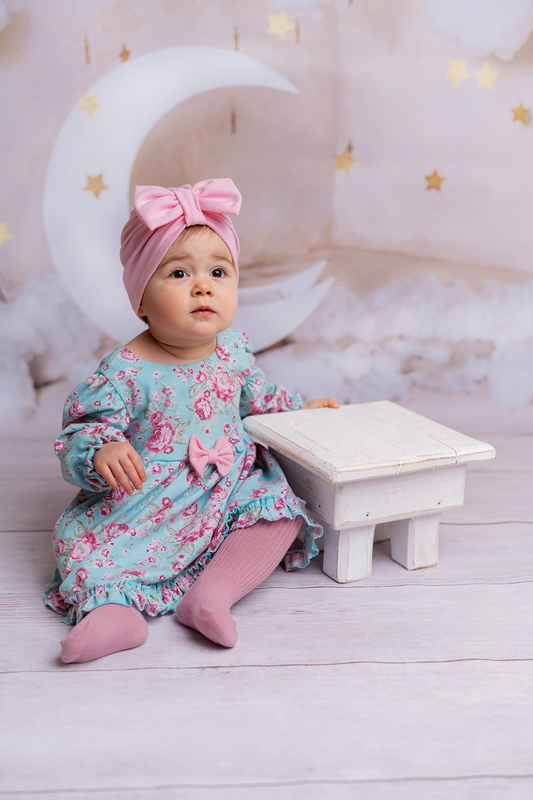 Baumwollkleid mit Turban für Mädchen