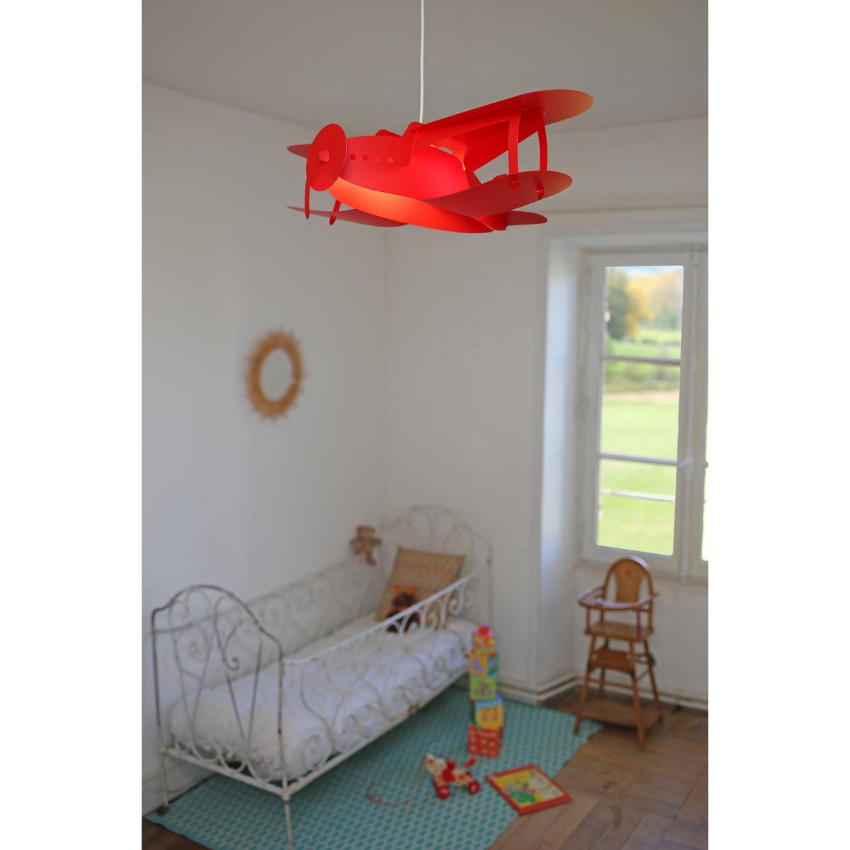 LAMPE SUSPENDUE ENFANT AVION ROUGE