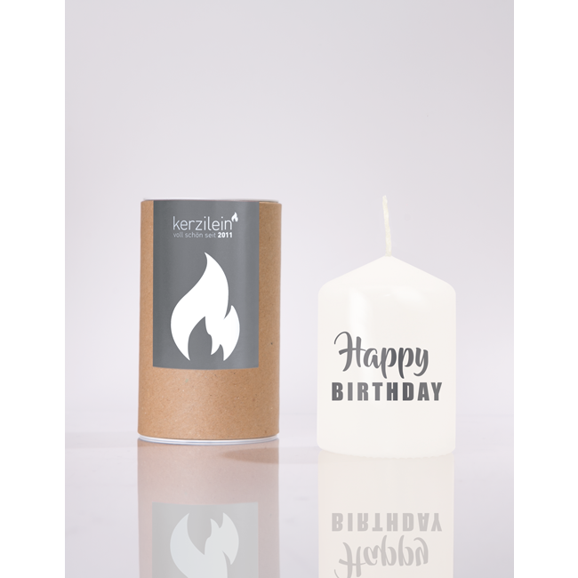 Flame, white/anthracite "Happy Birthday"