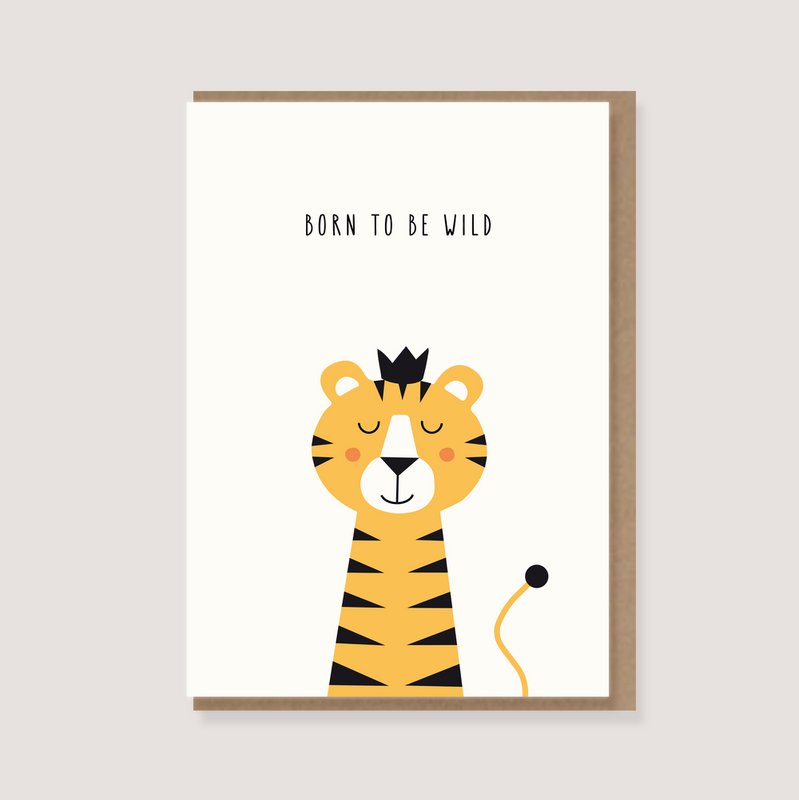 Tarjeta plegable con sobre - "Tigre - Nacido para ser salvaje"