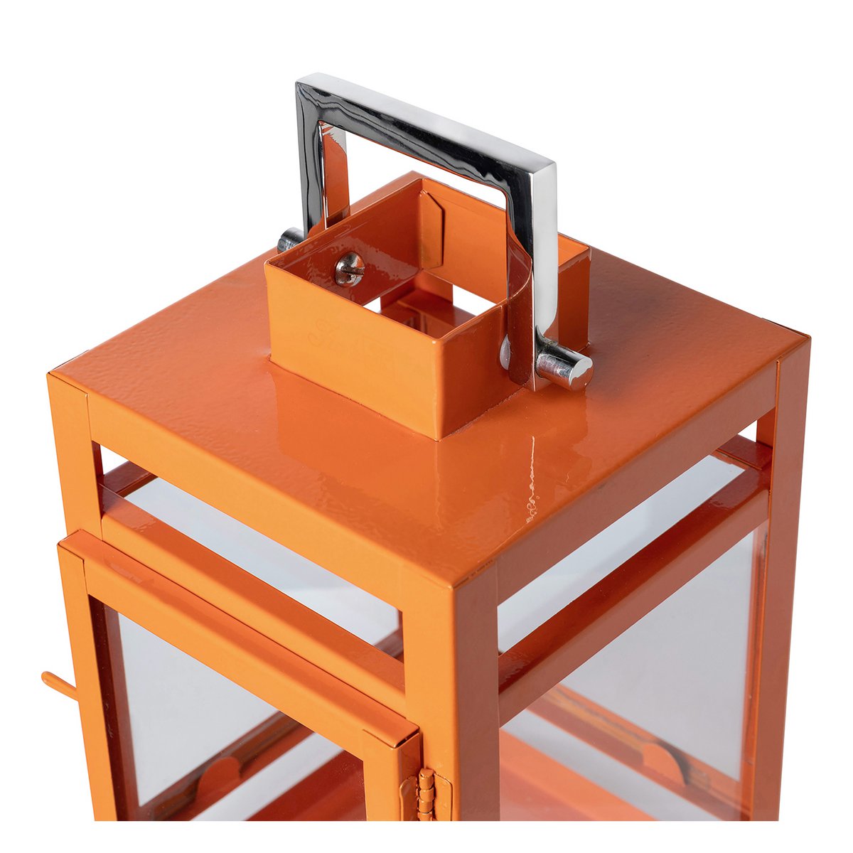 Laterne KENIA Glas Eisen pulverbeschichtet glatt orange Ø12 cm H20 cm