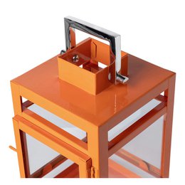 Farol KENIA vidrio hierro con recubrimiento en polvo liso naranja Ø12 cm H20 cm