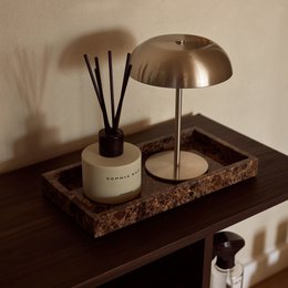 Marble tray tray 15x30cm brown