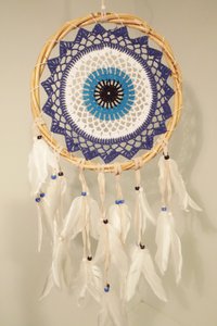 White-blue classic dreamcatcher 25 cm.