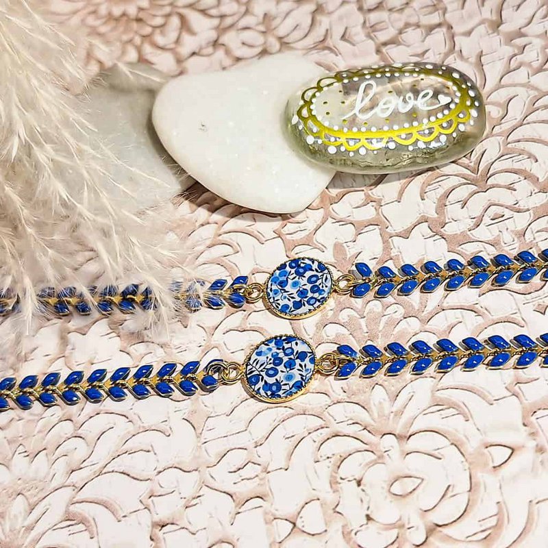 2 Bloemduo armbanden Art Deco Chainte Chevrons roestvrijstalen roestvrijstalen roestvrijstalen dagcadeau roestvrij