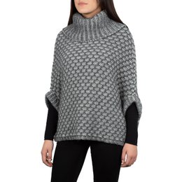 Susanne - Jacquard Poncho de dos tono en lana de alpaca