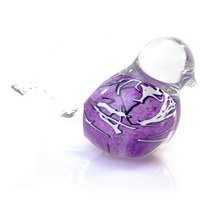 Lila Glasvogel - weiß gestreift - ø 12 cm - Handgefertigt