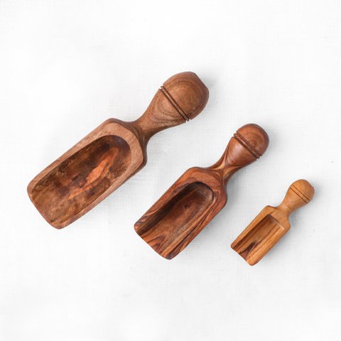Handmade Olive Wood Scoop | Rustic Coffee & Spice Spoon