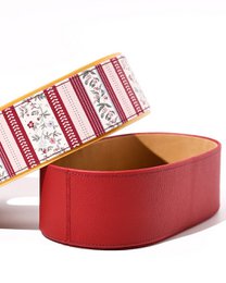 Vegan Leather Oval Tissue Box - Floral & Striped Pattern