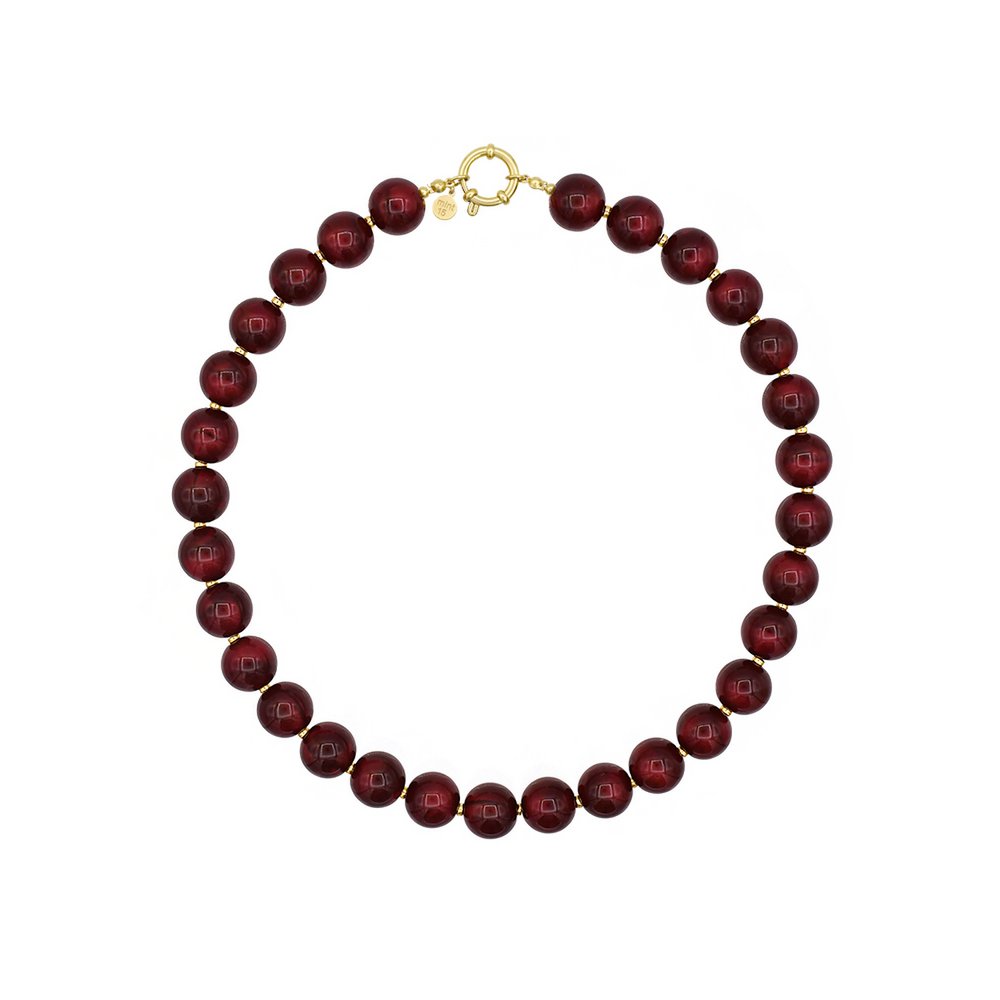 Collar llamativo con cuentas Bubbles - Burdeos