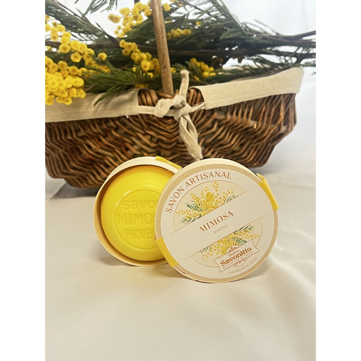 Savon Mimosa dans boite en bois 100g