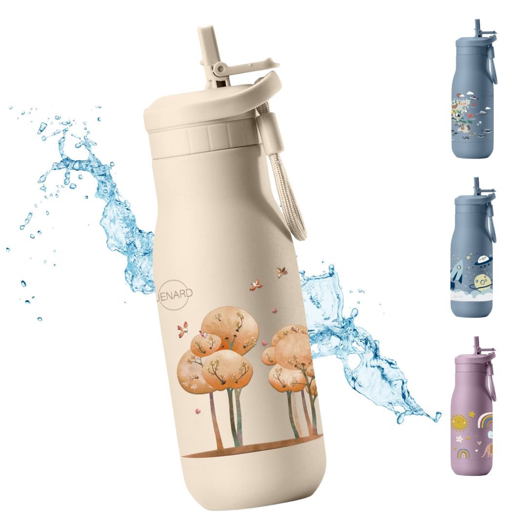 Biberón infantil de acero inoxidable JENARD® – animales del bosque crema
