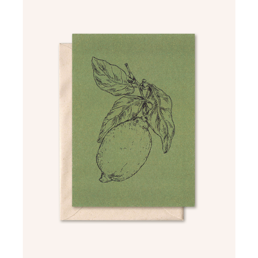 Duurzame kaart + envelop | Citroen | Olijf
