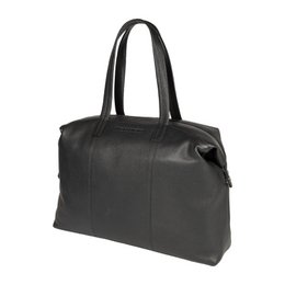 RB2004A | Borsa Shopping Trasformabile in Bauletto in Vera Pelle pieno fiore, grana dollaro/leggera. Doppio manico. Colore Nero. Dimensioni: cm 43 x 36 x 14. Confezione: Sacchetto in Tessuto non Tessuto