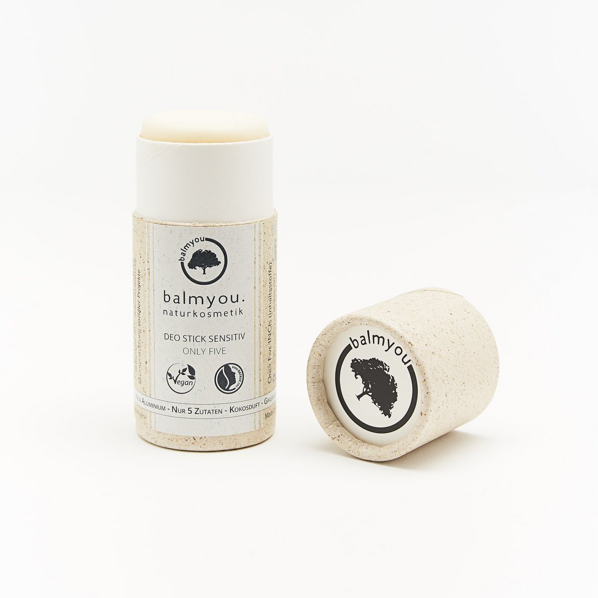 balmyou Deodorant Stick Sensitive Only Five (50 g): handmade, grass paper tube, vegan, 5 ingredients