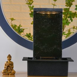 Zimmerbrunnen – Zenitude – Buddha-Statue LED-Beleuchtung – Zen- und Entspannungsatmosphäre – Deko-Idee