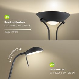 Home Sweet Home R7s + G9 LED Uplight Floor Lamp - Modern Black