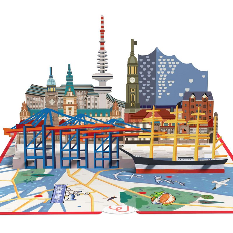 Pop-upkaart van Hamburg