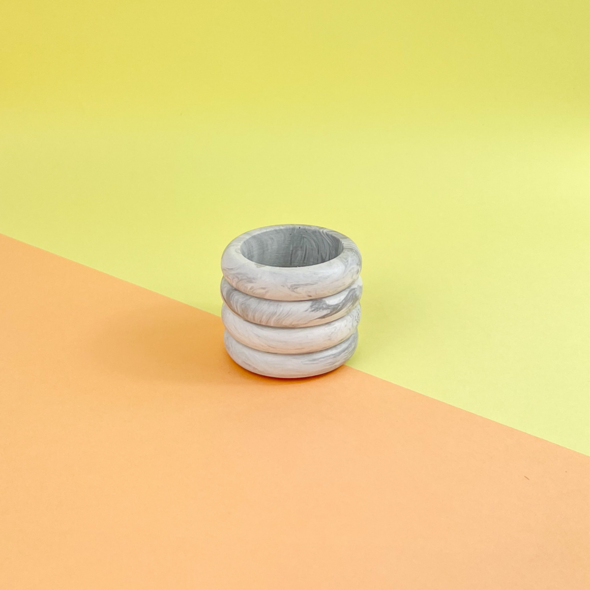 Small Plant Pot / Tealight holder • Donut • White Marble