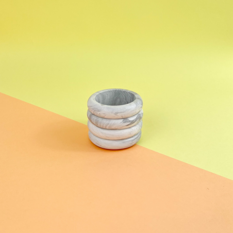 Small Plant Pot / Tealight holder • Donut • White Marble