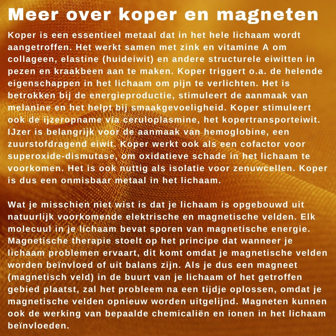 Koperen gezondheids-klemarmband met 8 magneten – 14 cm