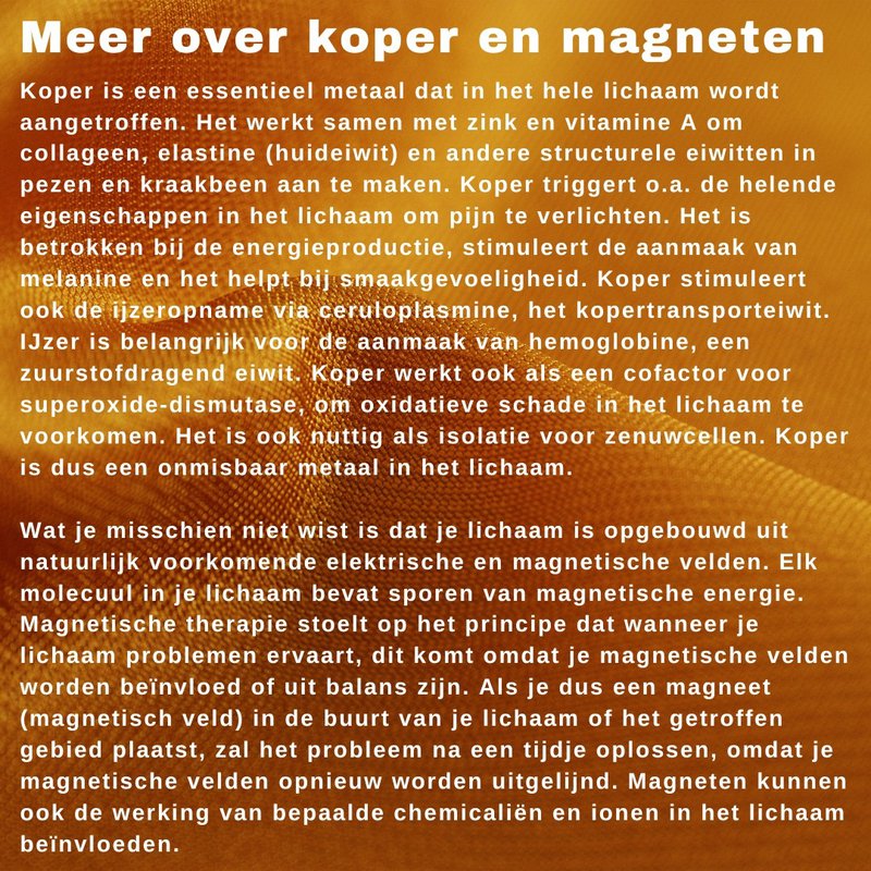 Koperen gezondheids-klemarmband met 8 magneten – 14 cm