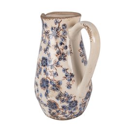 Dekoration kann 20x14x25 cm beige blau Keramikblumenkrug