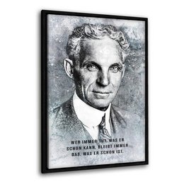 Black and white framed canvas artwork featuring a portrait of a man. The canvas is available in various sizes from 30cm x 45cm to 100cm x 150cm.