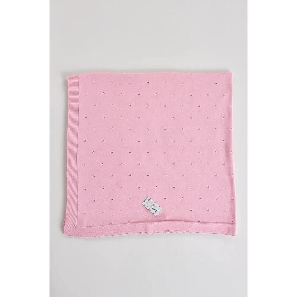 Coperta in maglia di cotone per neonati, punto rosa