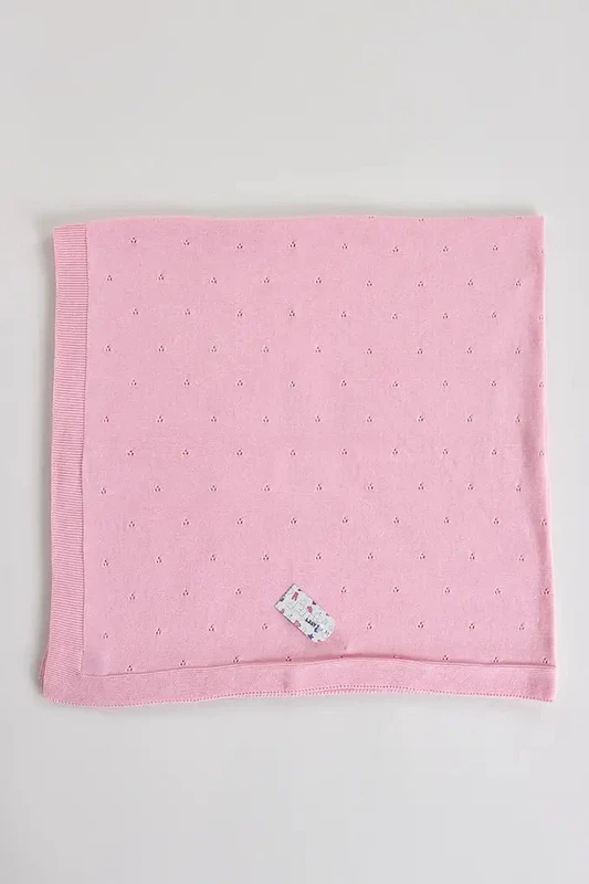 Coperta in maglia di cotone per neonati, punto rosa