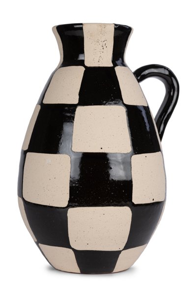 Vase sort hvid rund 29 cm VE 2