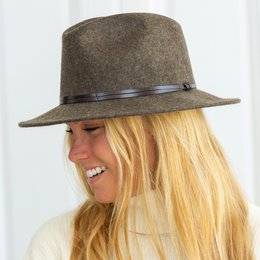 CHAPEAU FEUTRE - lien cuir, bord cousu