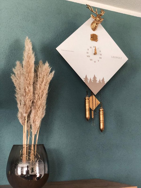 Cuckoo Clock - Black Forest - White/Gold