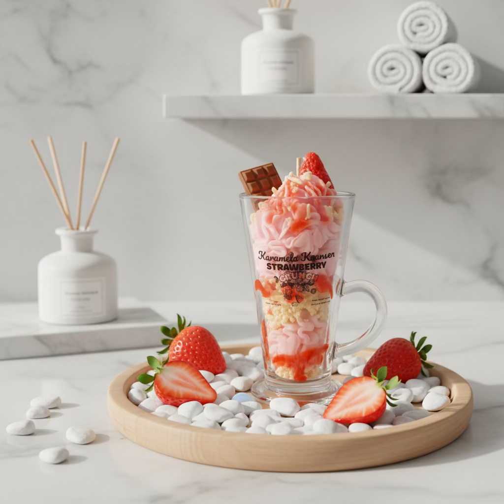 Strawb Crunch – Vela de postre de lujo hecha a mano