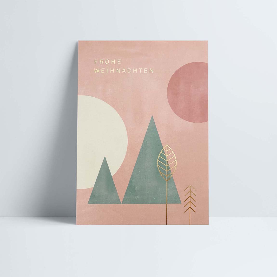Postkarte // »Frohe Weihnachten« Geometric gold