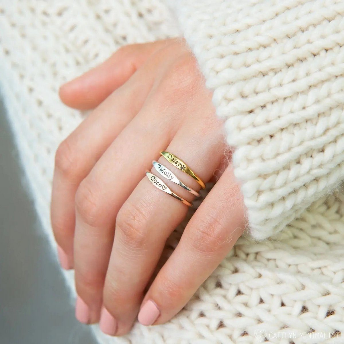 Tiny Name Ring - Minimalistyczny pierścionek - delikatny pierścionek