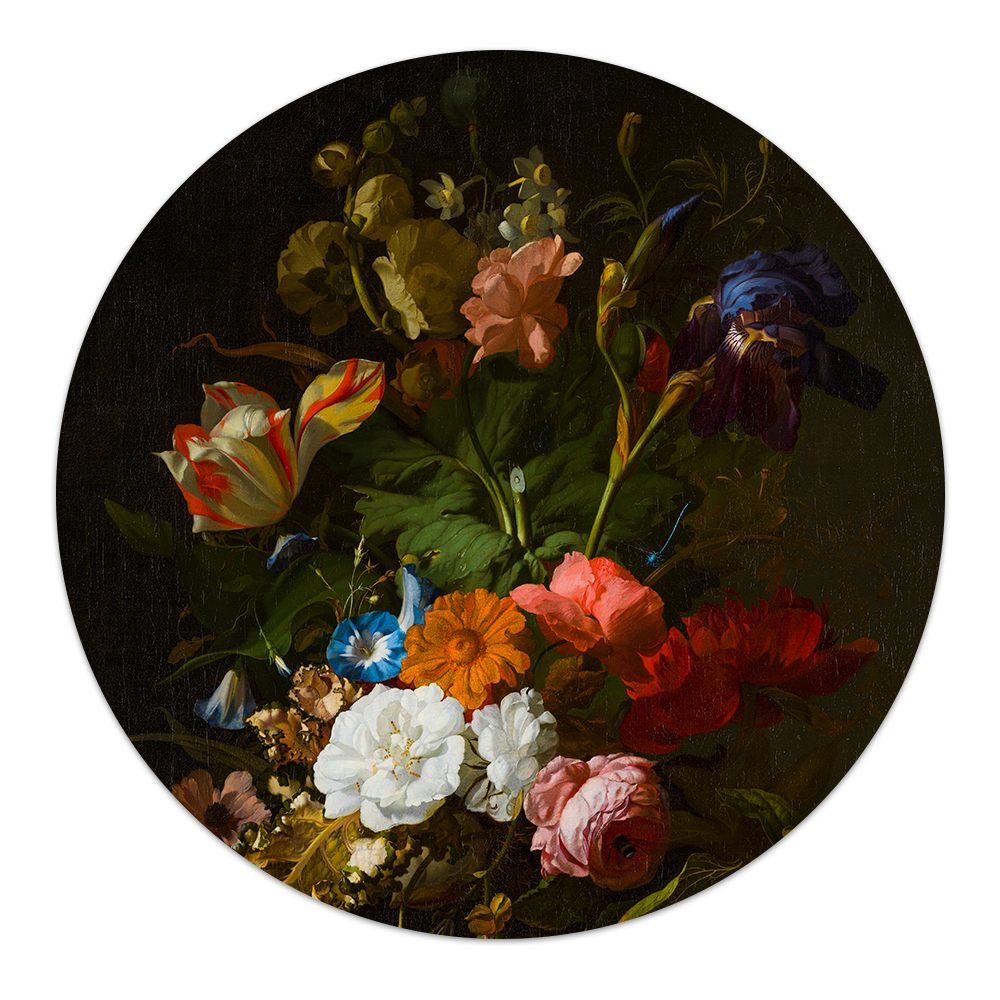 Círculo de pared bodegón de flores Rachel Ruysch - pintura redonda - círculo de pared